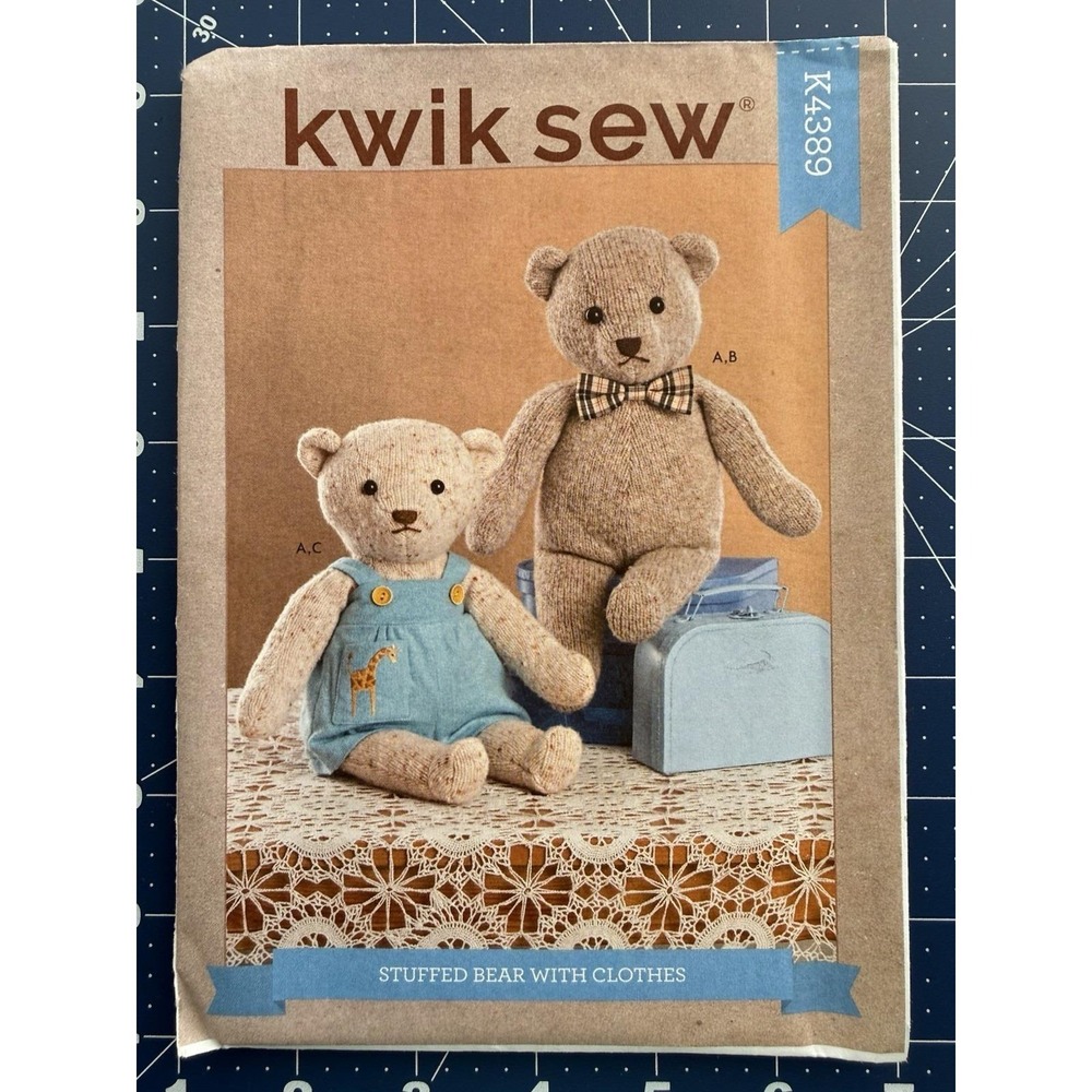 Kwik Sew Pattern K4389 Stuffed Teddy‎ Bear Plush Clothes Bow Tie Doll UC FF